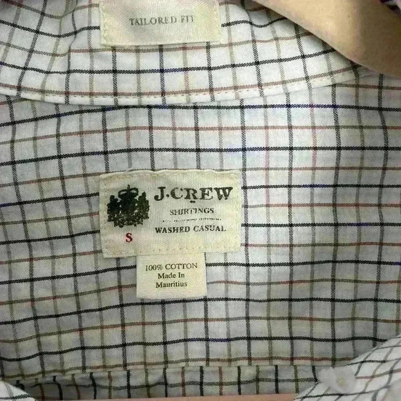 JCrew tailored fit washed casual brown and white checked plaid button-up shirt - Picture 2 of 4